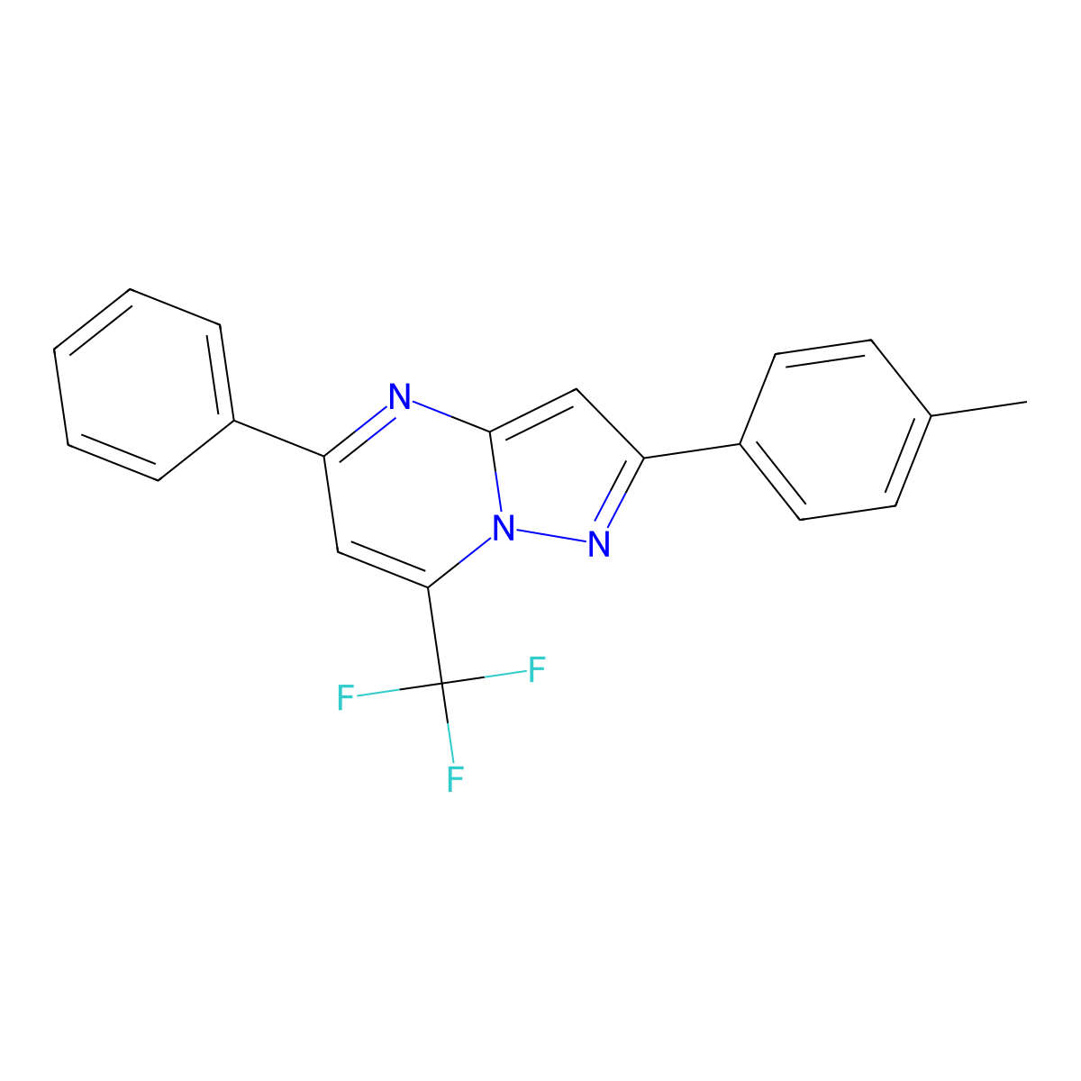 2-(4-Methylphenyl)-5-phenyl-7-(trifluoromethyl)pyrazolo[1,5-a]pyrimidine molecular structure, CAS 402572-89-8