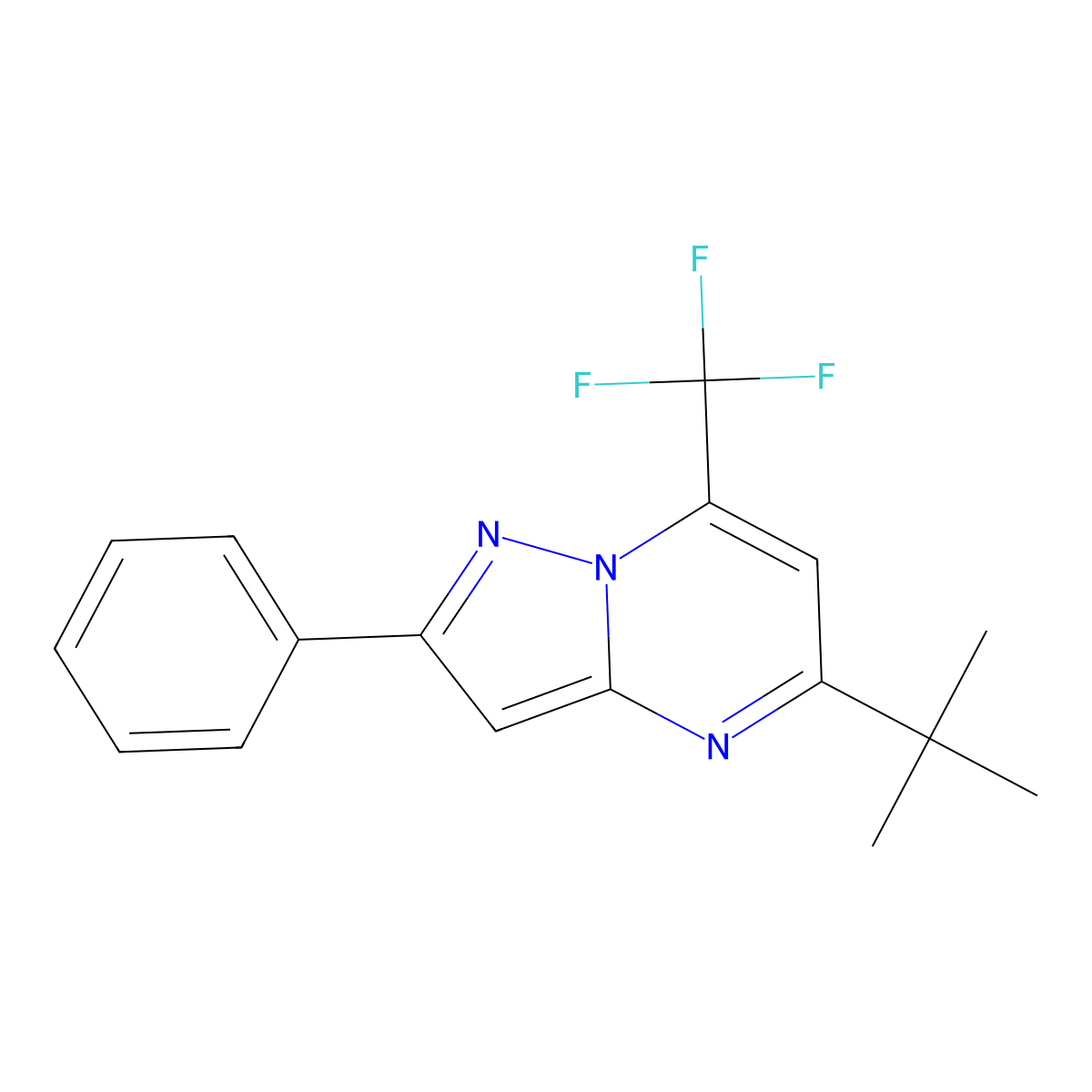 5-Tert-butyl-2-phenyl-7-(trifluoromethyl)pyrazolo[1,5-a]pyrimidine molecular structure, CAS 402572-91-2
