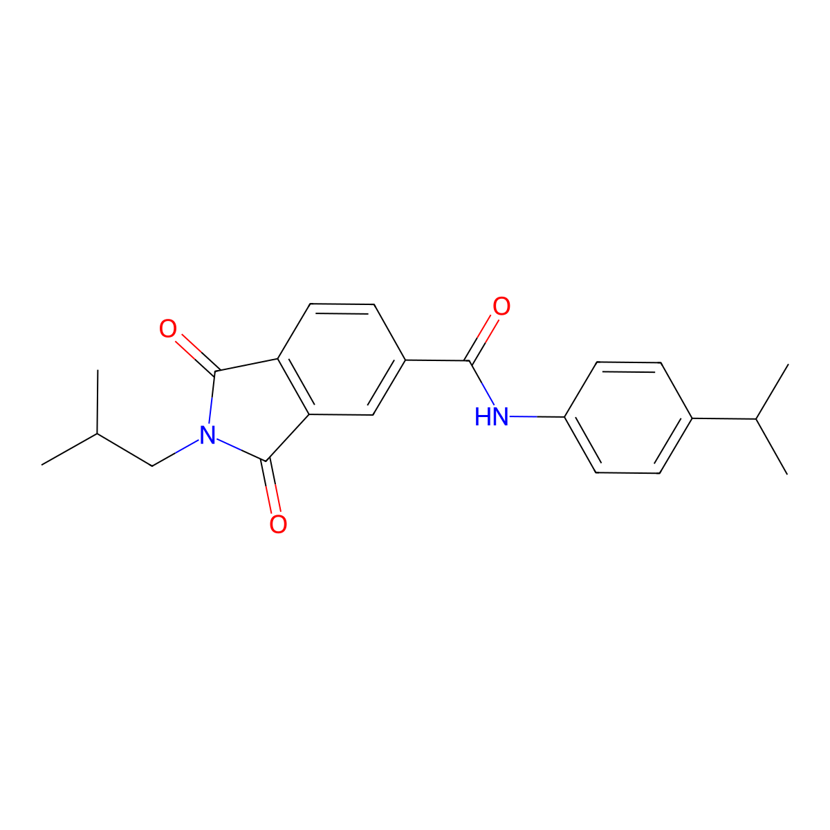 2-(2-methylpropyl)-1,3-dioxo-N-(4-propan-2-ylphenyl)isoindole-5-carboxamide molecular structure, CAS 402577-40-6