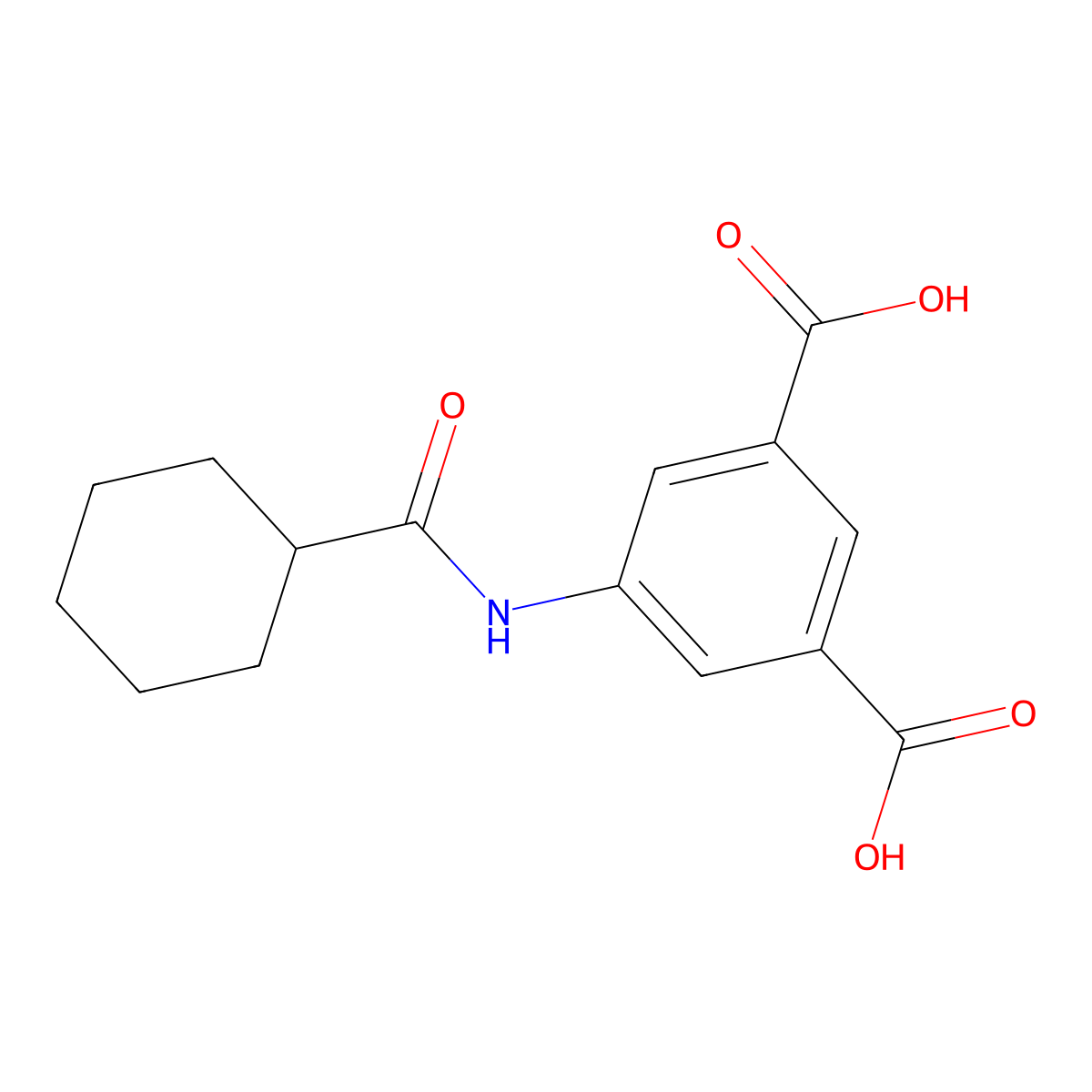 5-(Cyclohexylcarbonylamino)benzene-1,3-dicarboxylic acid molecular structure, CAS 402577-79-1