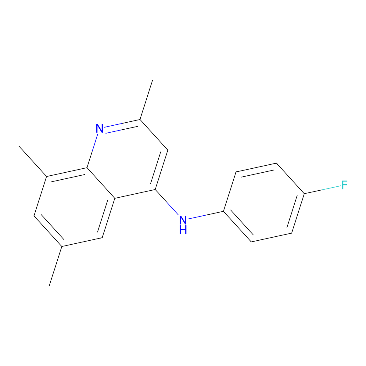 N-(4-fluorophenyl)-2,6,8-trimethylquinolin-4-amine molecular structure, CAS 402577-85-9