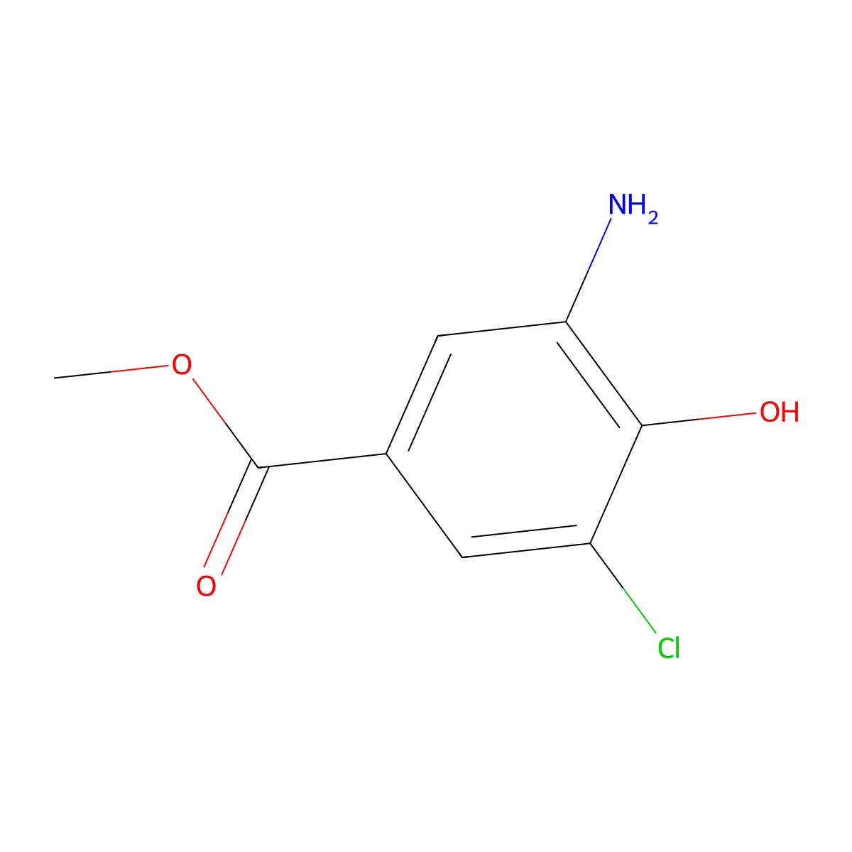 Methyl 3-amino-5-chloro-4-hydroxybenzoate molecular structure, CAS 40258-68-2