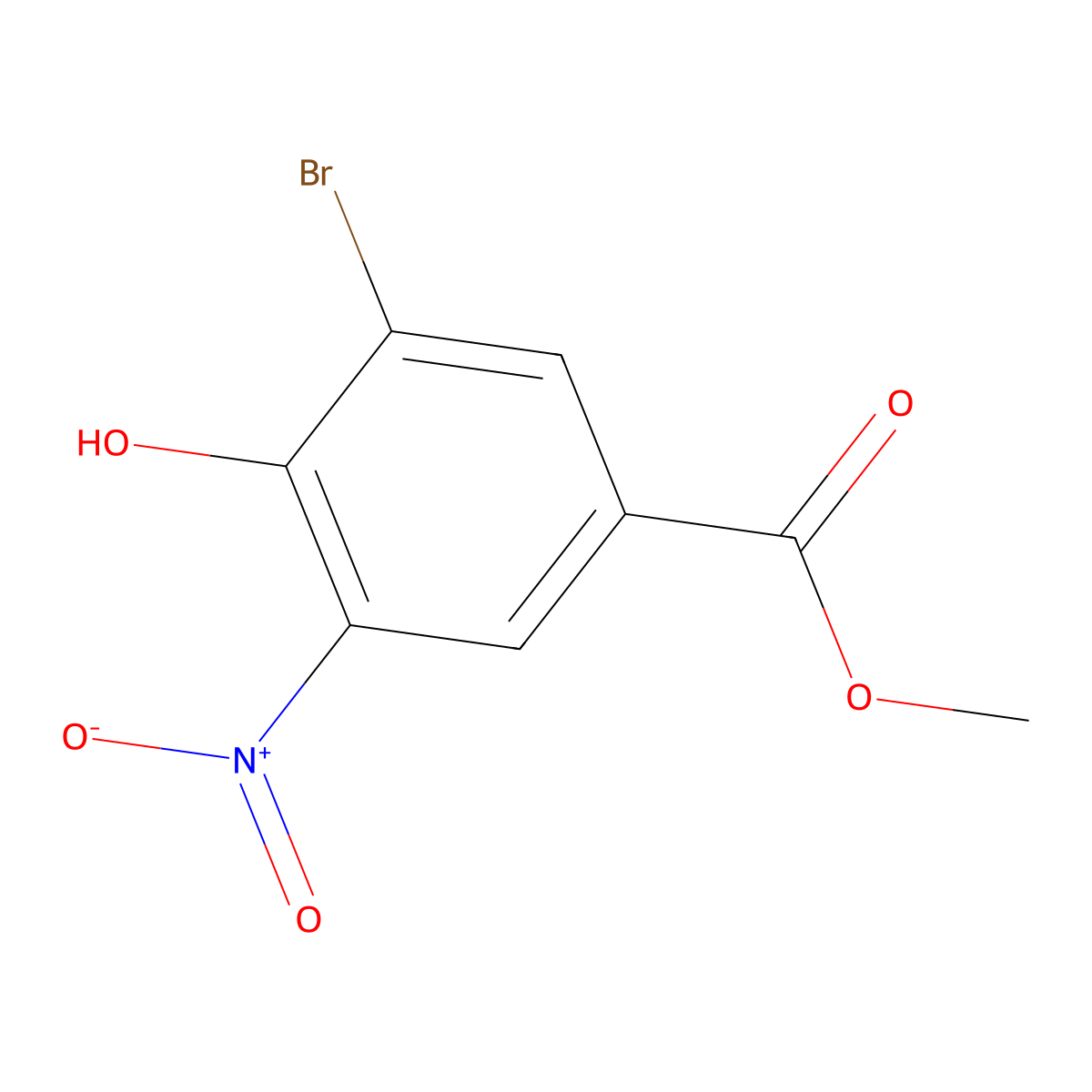 Methyl 3-bromo-4-hydroxy-5-nitrobenzoate molecular structure, CAS 40258-72-8