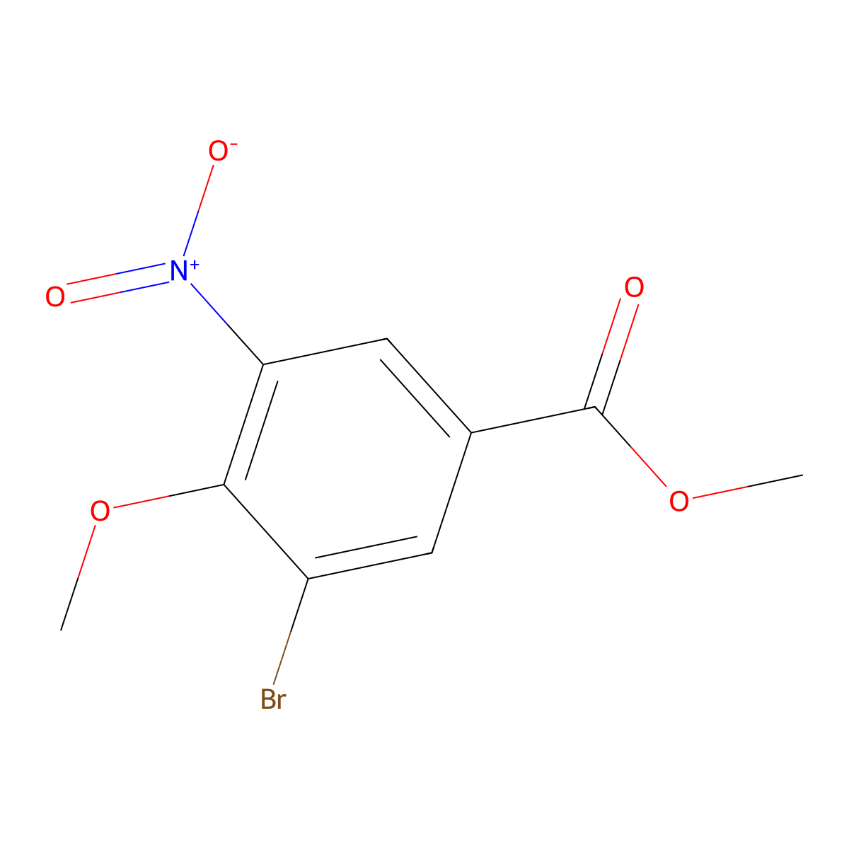Methyl 3-bromo-4-methoxy-5-nitrobenzoate molecular structure, CAS 40258-73-9