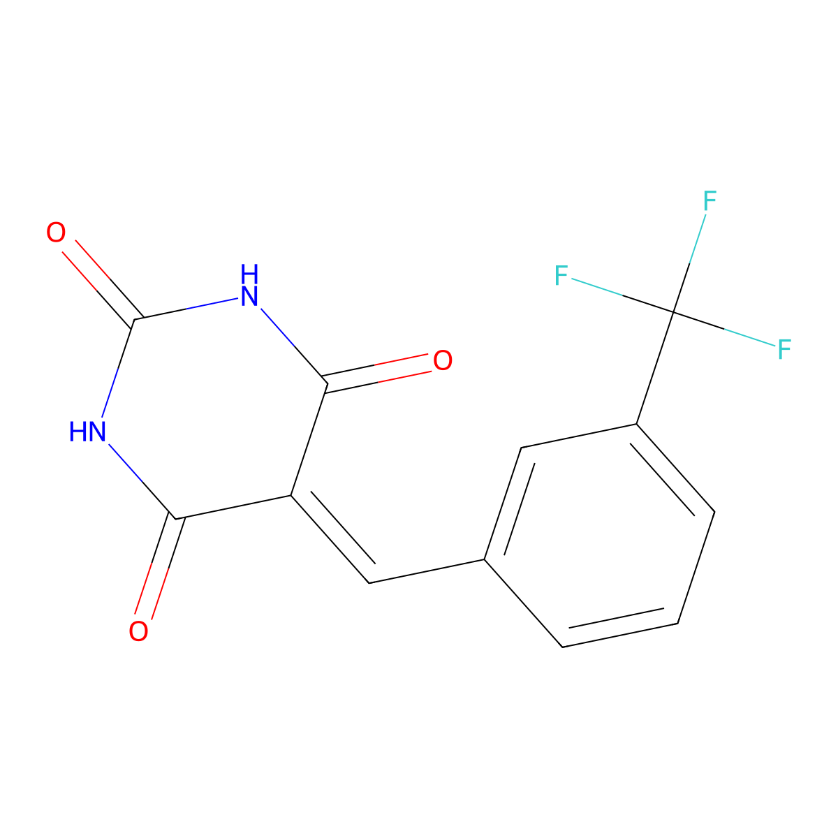 5-[3-(trifluoromethyl)benzylidene]pyrimidine-2,4,6(1H,3H,5H)-trione molecular structure, CAS 402580-03-4