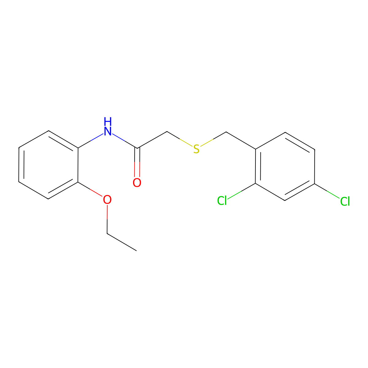 2-[(2,4-dichlorophenyl)methylsulfanyl]-N-(2-ethoxyphenyl)acetamide molecular structure, CAS 402585-51-7