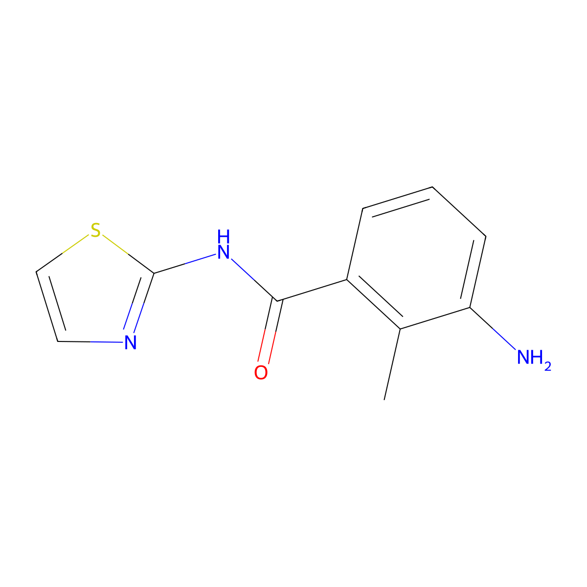3-Amino-2-methyl-N-1,3-thiazol-2-ylbenzamide molecular structure, CAS 402585-79-9