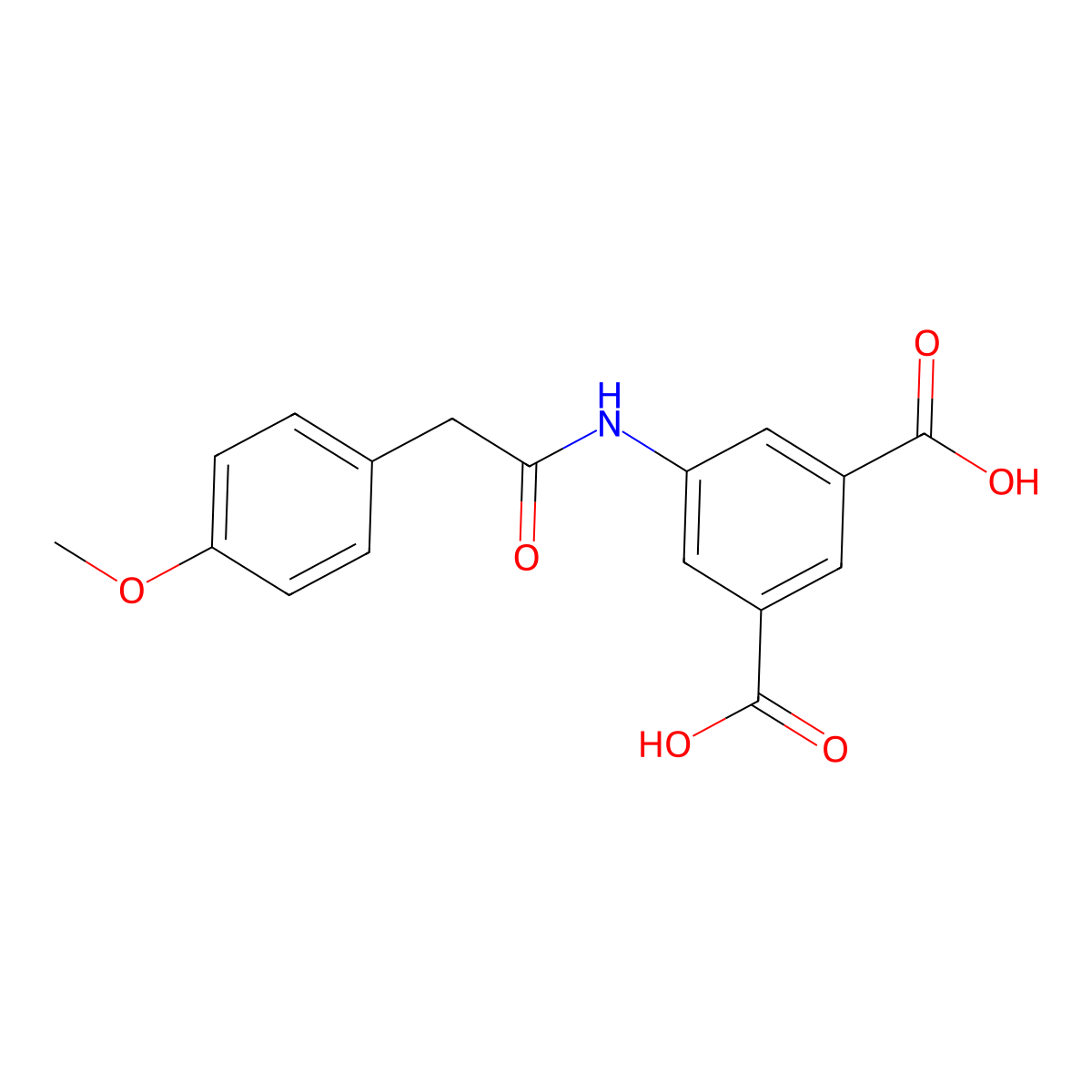 5-{[(4-Methoxyphenyl)acetyl]amino}benzene-1,3-dicarboxylic acid molecular structure, CAS 402591-62-2