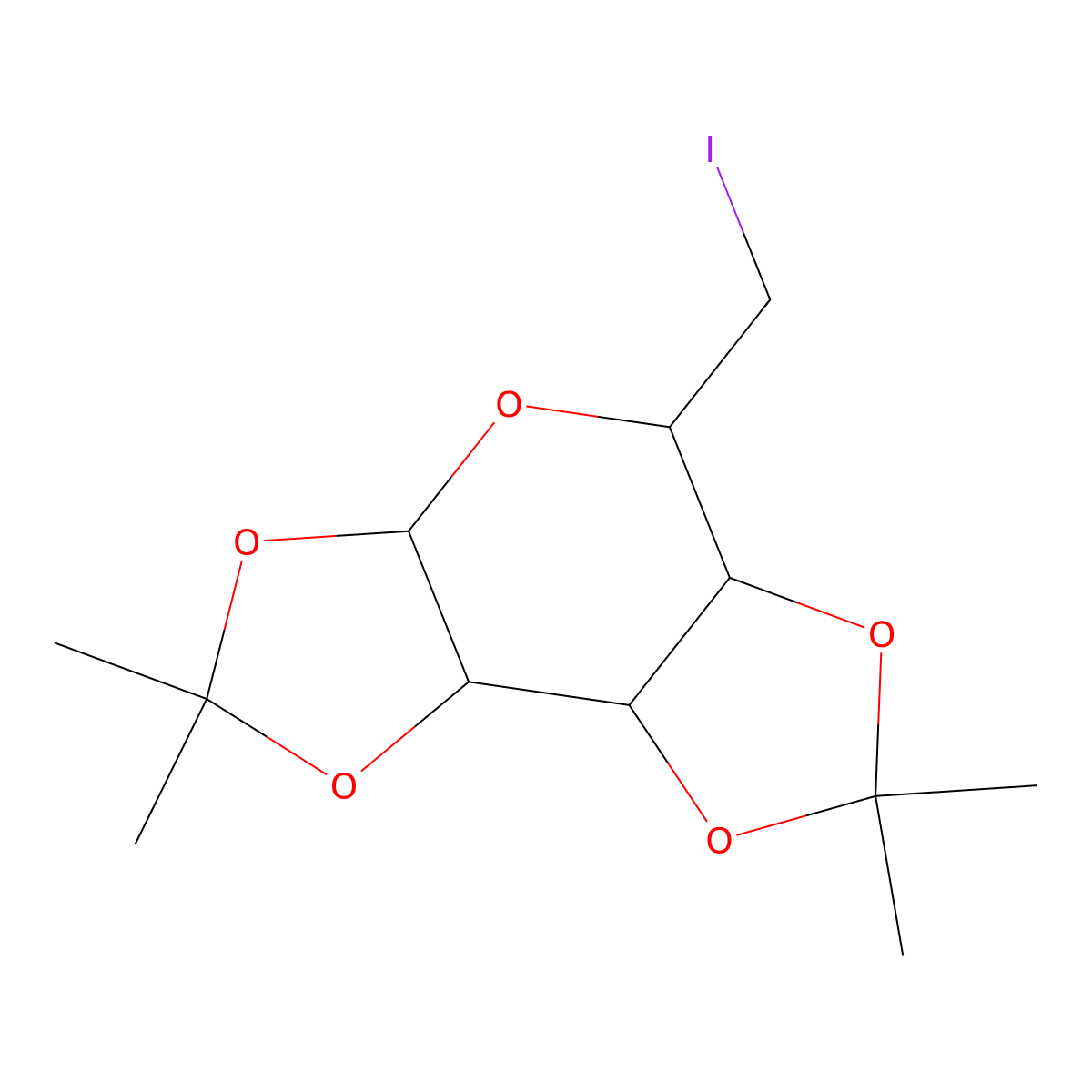 6-Deoxy-6-iodo-1,2:3,4-bis-O-(1-methylethylidene)-alpha-D-galactopyranose molecular structure, CAS 4026-28-2