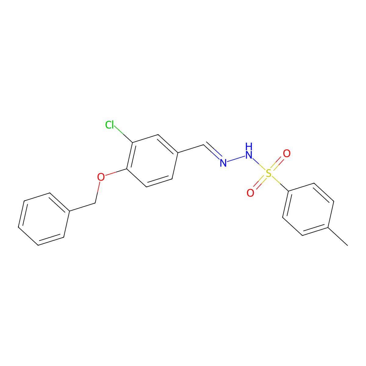 N-[(E)-(3-chloro-4-phenylmethoxyphenyl)methylideneamino]-4-methylbenzenesulfonamide molecular structure, CAS 402601-35-8