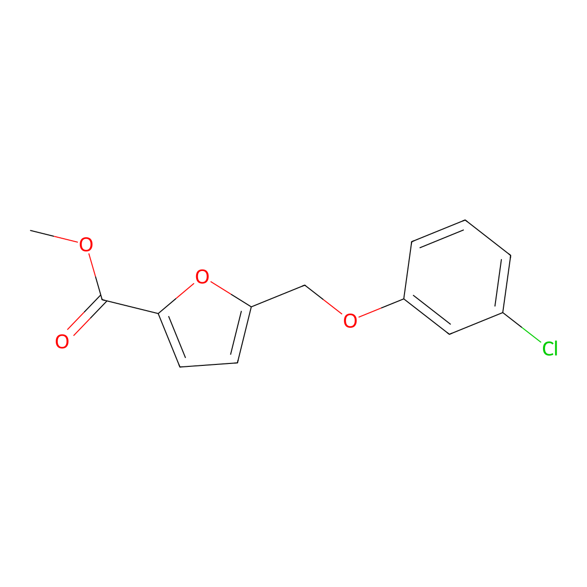 Methyl 5-[(3-chlorophenoxy)methyl]furan-2-carboxylate molecular structure, CAS 402601-96-1