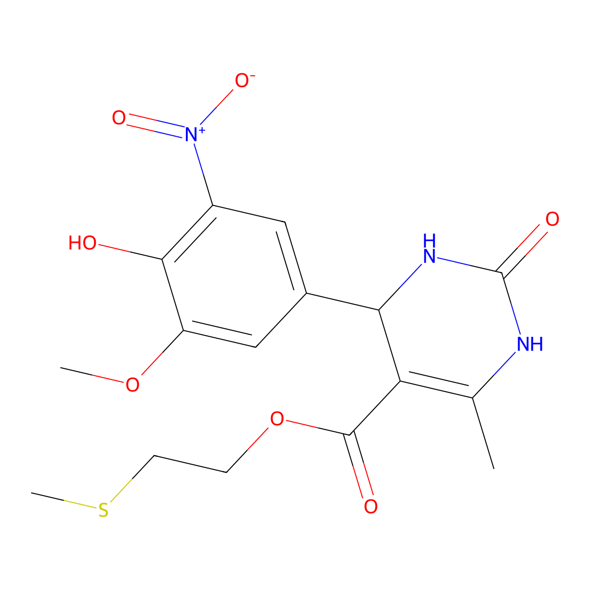 2-(Methylsulfanyl)ethyl 4-(4-hydroxy-3-methoxy-5-nitrophenyl)-6-methyl-2-oxo-1,2,3,4-tetrahydropyrimidine-5-carboxylate molecular structure, CAS 402604-27-7