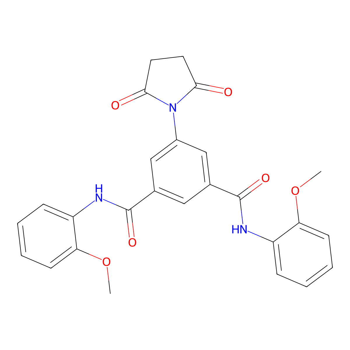 5-(2,5-dioxopyrrolidin-1-yl)-N,N'-bis(2-methoxyphenyl)benzene-1,3-dicarboxamide molecular structure, CAS 402606-49-9