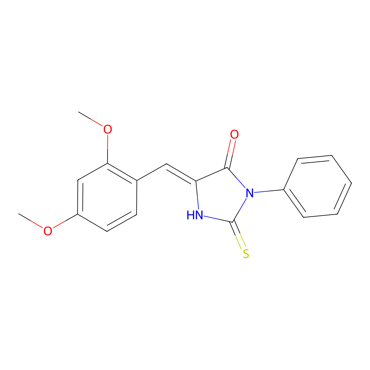(5E)-5-(2,4-dimethoxybenzylidene)-2-mercapto-3-phenyl-3,5-dihydro-4H-imidazol-4-one molecular structure, CAS 402608-16-6