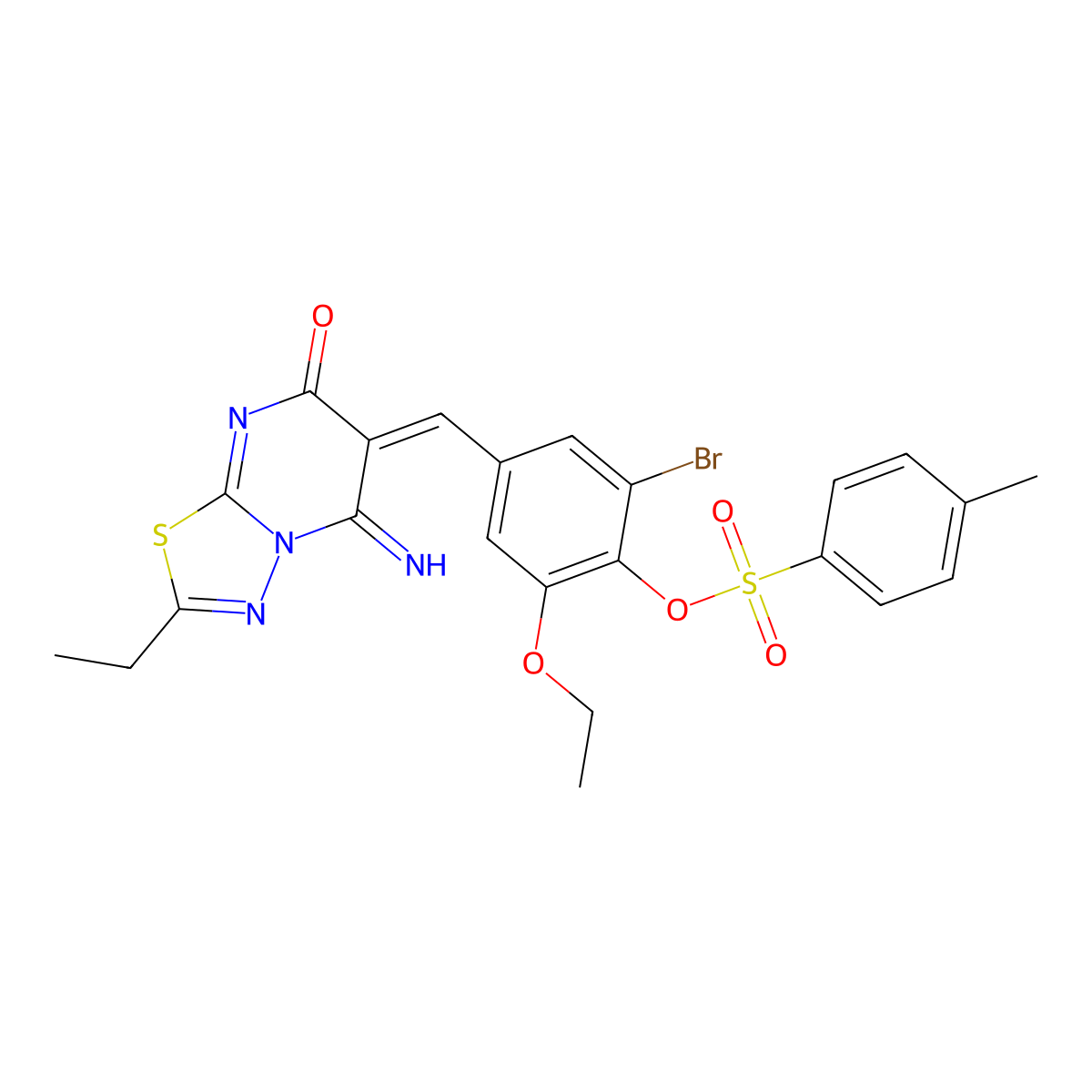 6-[[3-Bromo-5-ethoxy-4-[[(4-methylphenyl)sulfonyl]oxy]phenyl]methylene]-2-ethyl-5,6-dihydro-5-imino-7H-1,3,4-thiadiazolo[3,2-a]pyrimidin-7-one molecular structure, CAS 402608-93-9