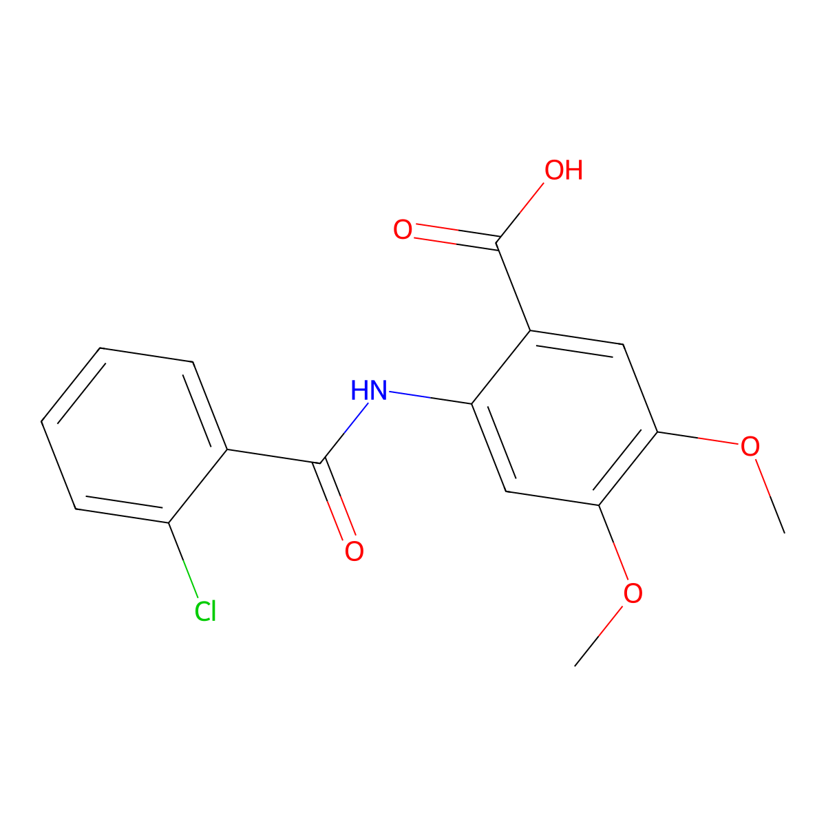 2-(2-Chlorobenzamido)-4,5-dimethoxybenzoic acid molecular structure, CAS 402609-67-0