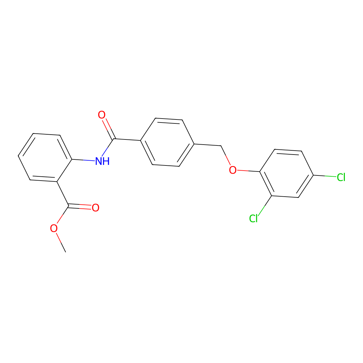 Methyl 2-({4-[(2,4-dichlorophenoxy)methyl]benzoyl}amino)benzoate molecular structure, CAS 402614-58-8