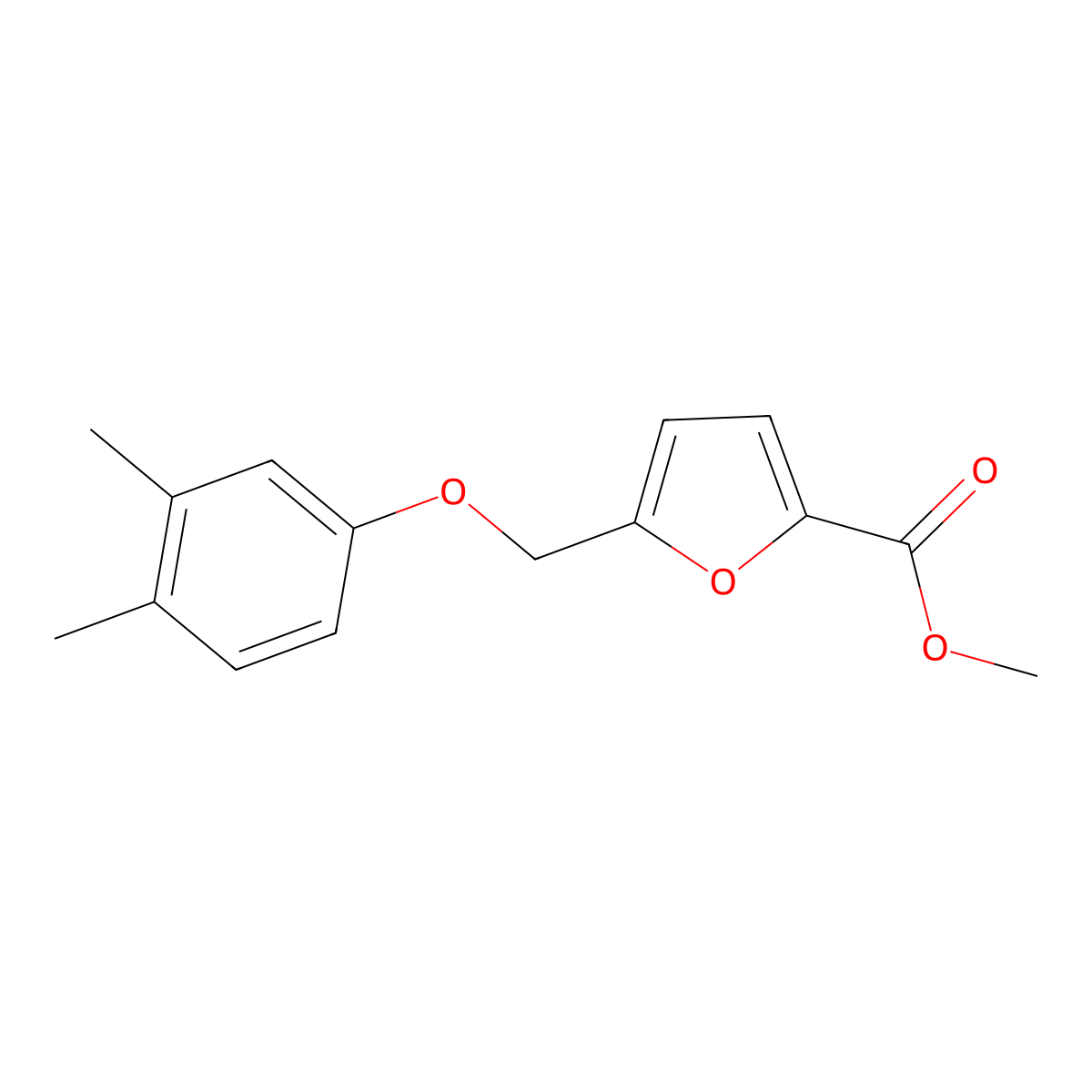 Methyl 5-[(3,4-dimethylphenoxy)methyl]-2-furoate molecular structure, CAS 402614-64-6