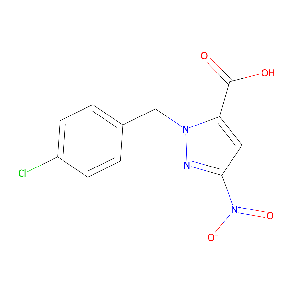 1-(4-chlorobenzyl)-3-nitro-1H-pyrazole-5-carboxylic acid molecular structure, CAS 402614-96-4