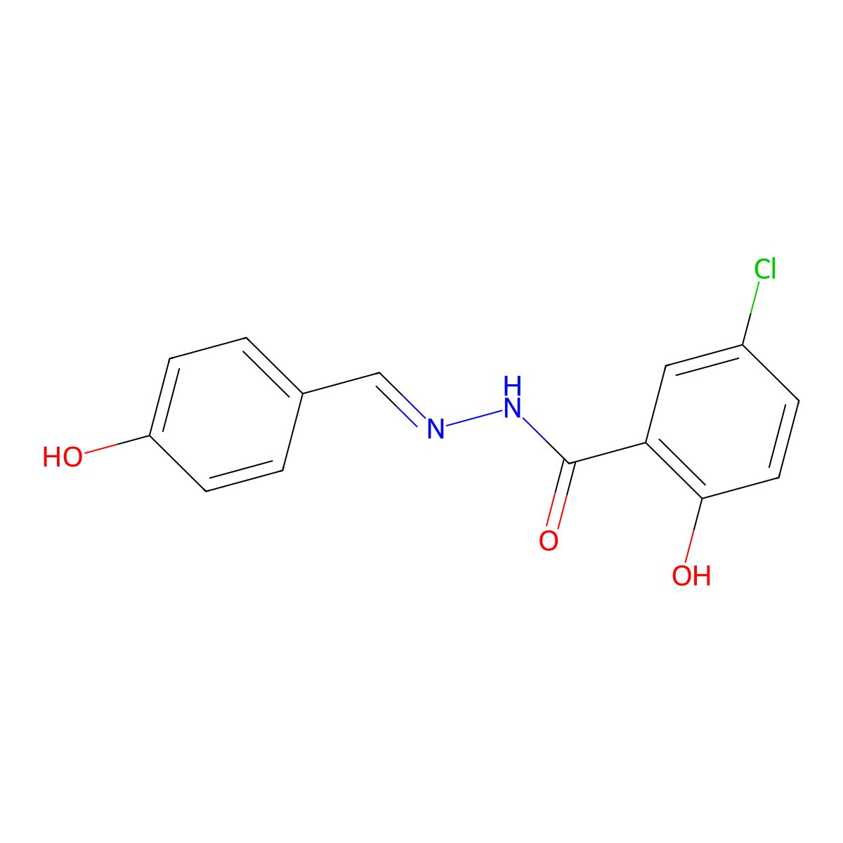 5-Chloro-2-hydroxybenzoic acid 2-[(4-hydroxyphenyl)methylene]hydrazide molecular structure, CAS 402616-27-7