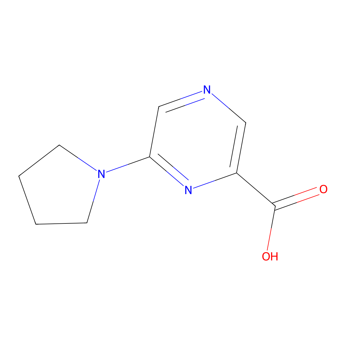 6-(Pyrrolidin-1-yl)pyrazine-2-carboxylic acid molecular structure, CAS 40262-63-3