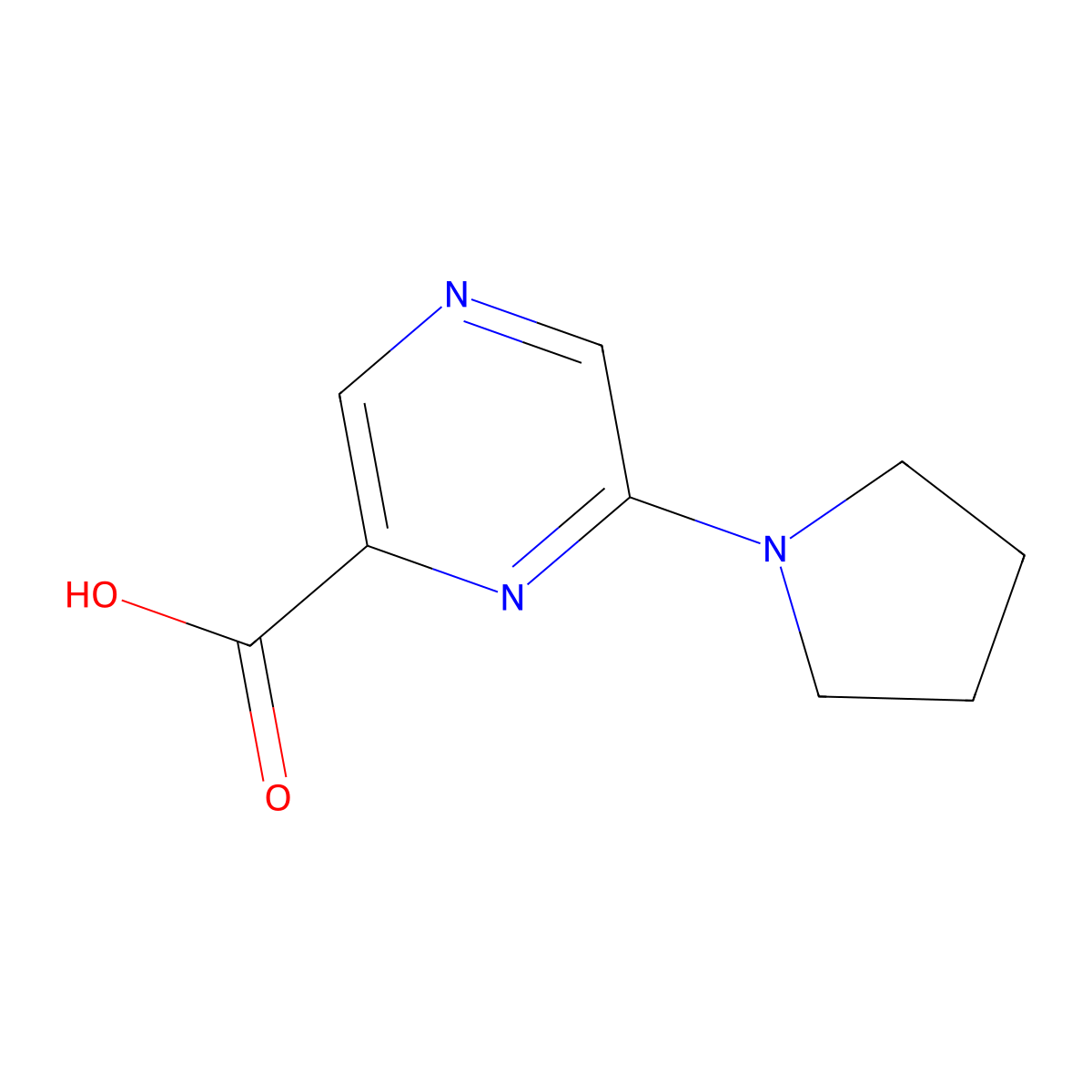 6-(Pyrrolidin-1-yl)pyrazine-2-carboxylic acid molecular structure, CAS 40262-63-3