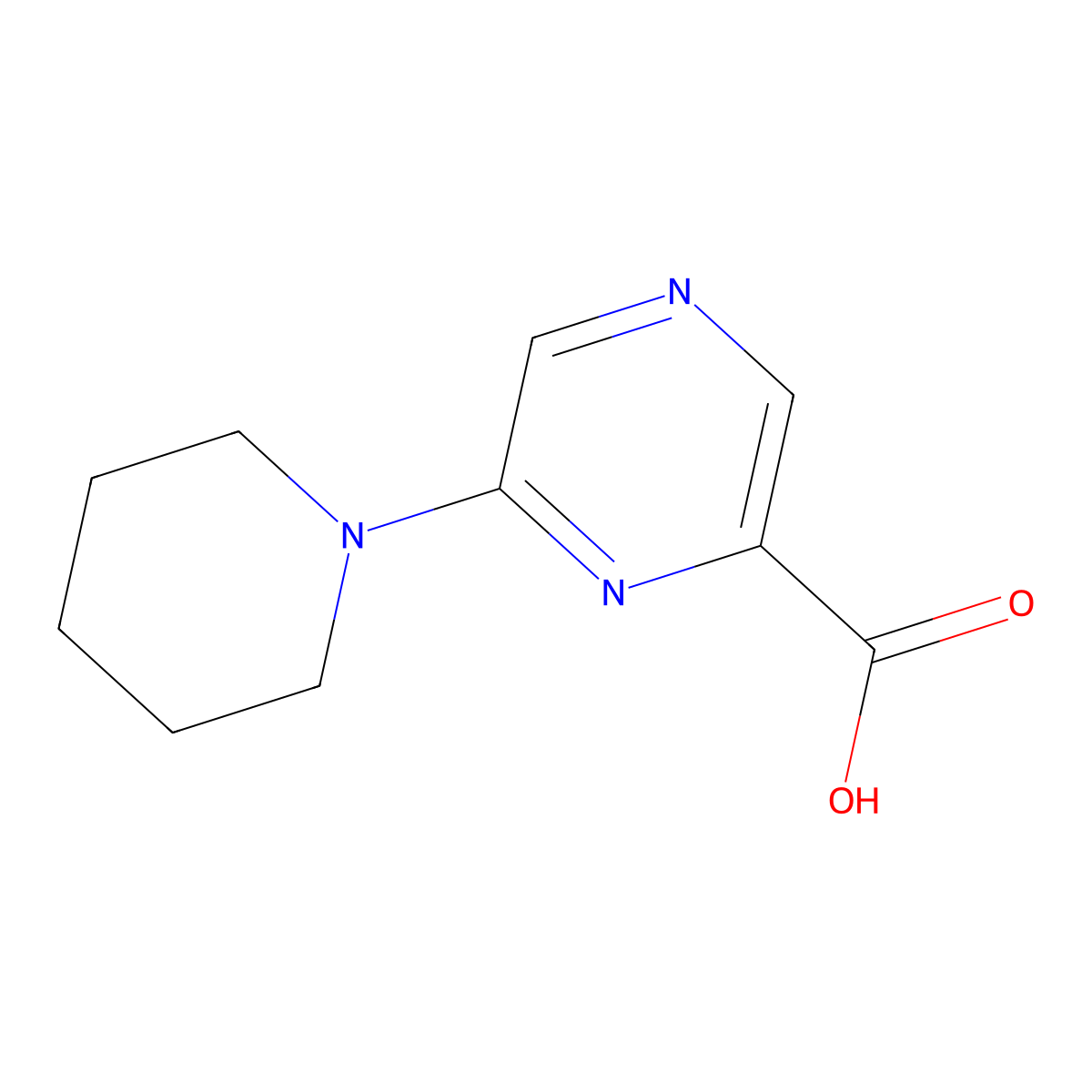 6-(Piperidin-1-yl)pyrazine-2-carboxylic acid molecular structure, CAS 40262-68-8