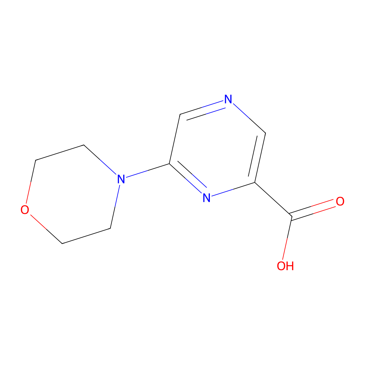6-morpholin-4-ylpyrazine-2-carboxylic Acid molecular structure, CAS 40262-73-5