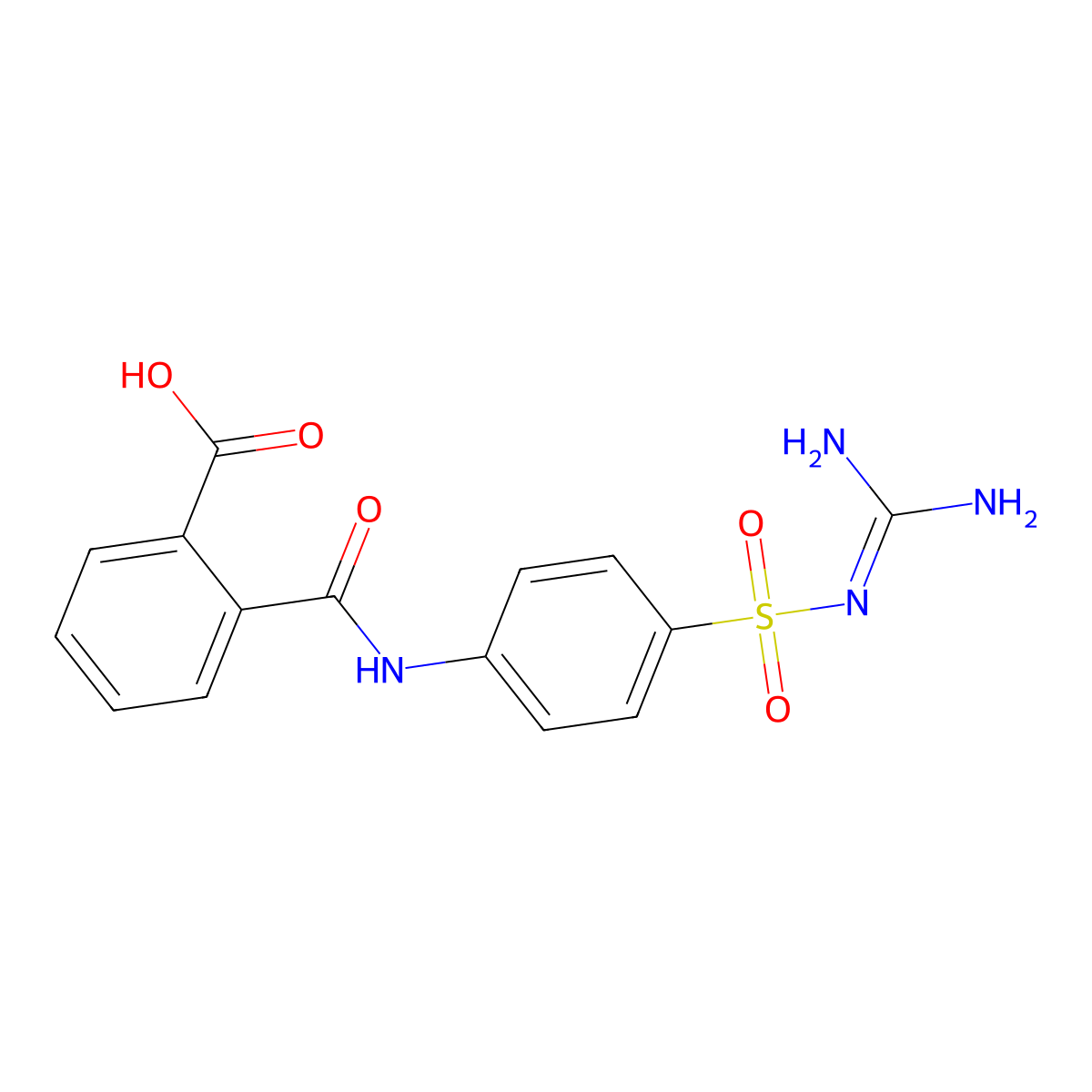 2-{[4-({[Amino(imino)methyl]amino}sulfonyl)anilino]carbonyl}benzoic acid molecular structure, CAS 40265-97-2