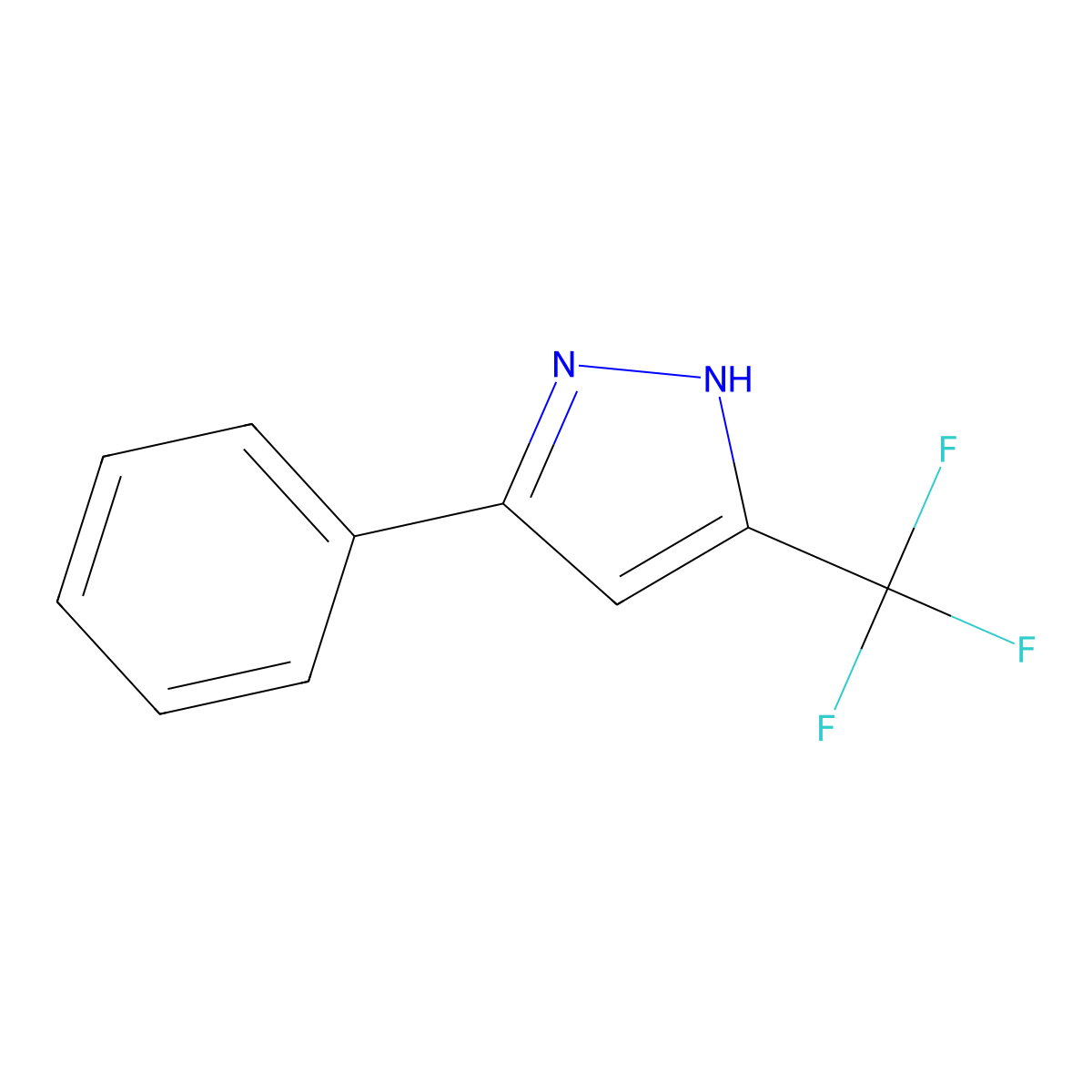 3-Phenyl-5-(trifluoromethyl)-1H-pyrazole molecular structure, CAS 4027-54-7