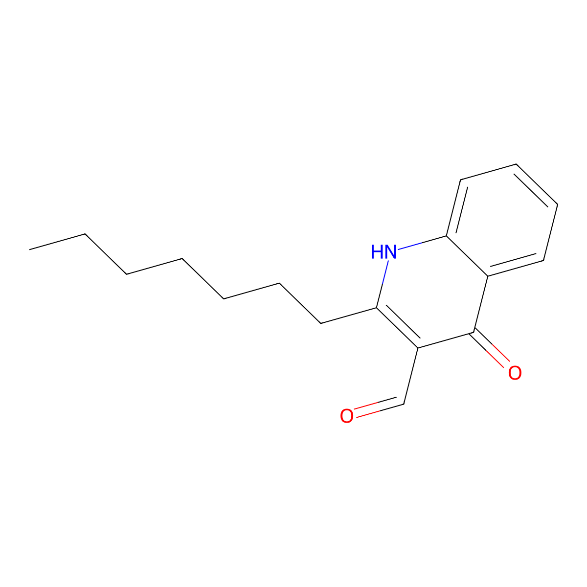 3-formyl-2-heptyl-4(1H)-quinolone molecular structure, CAS 402718-53-0