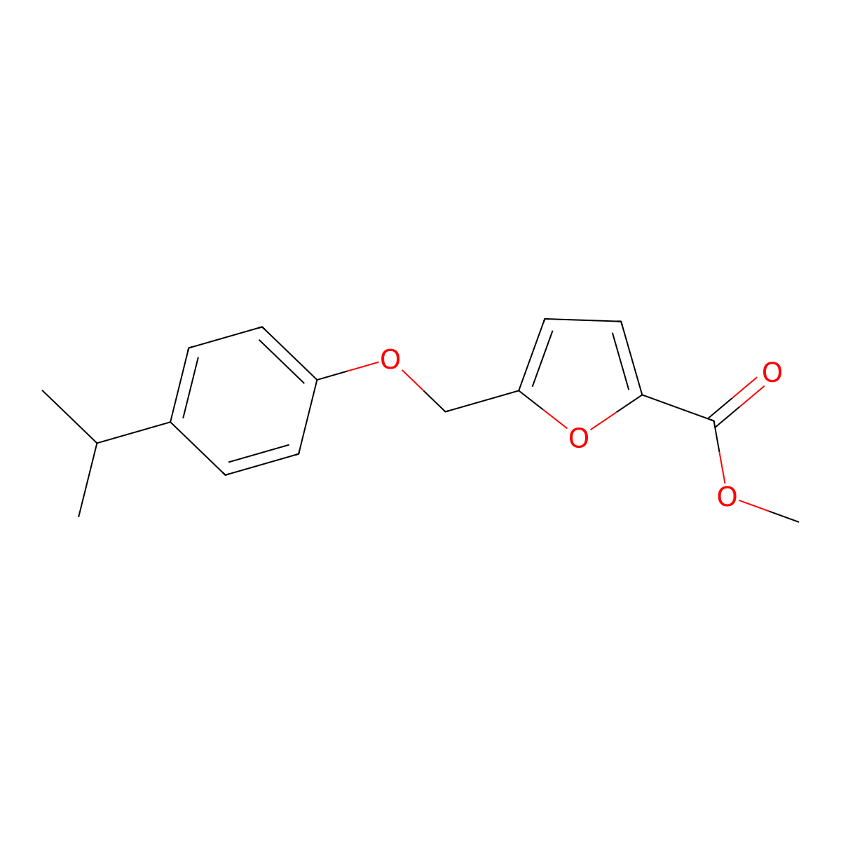 Methyl 5-((4-isopropylphenoxy)methyl)furan-2-carboxylate molecular structure, CAS 402719-22-6