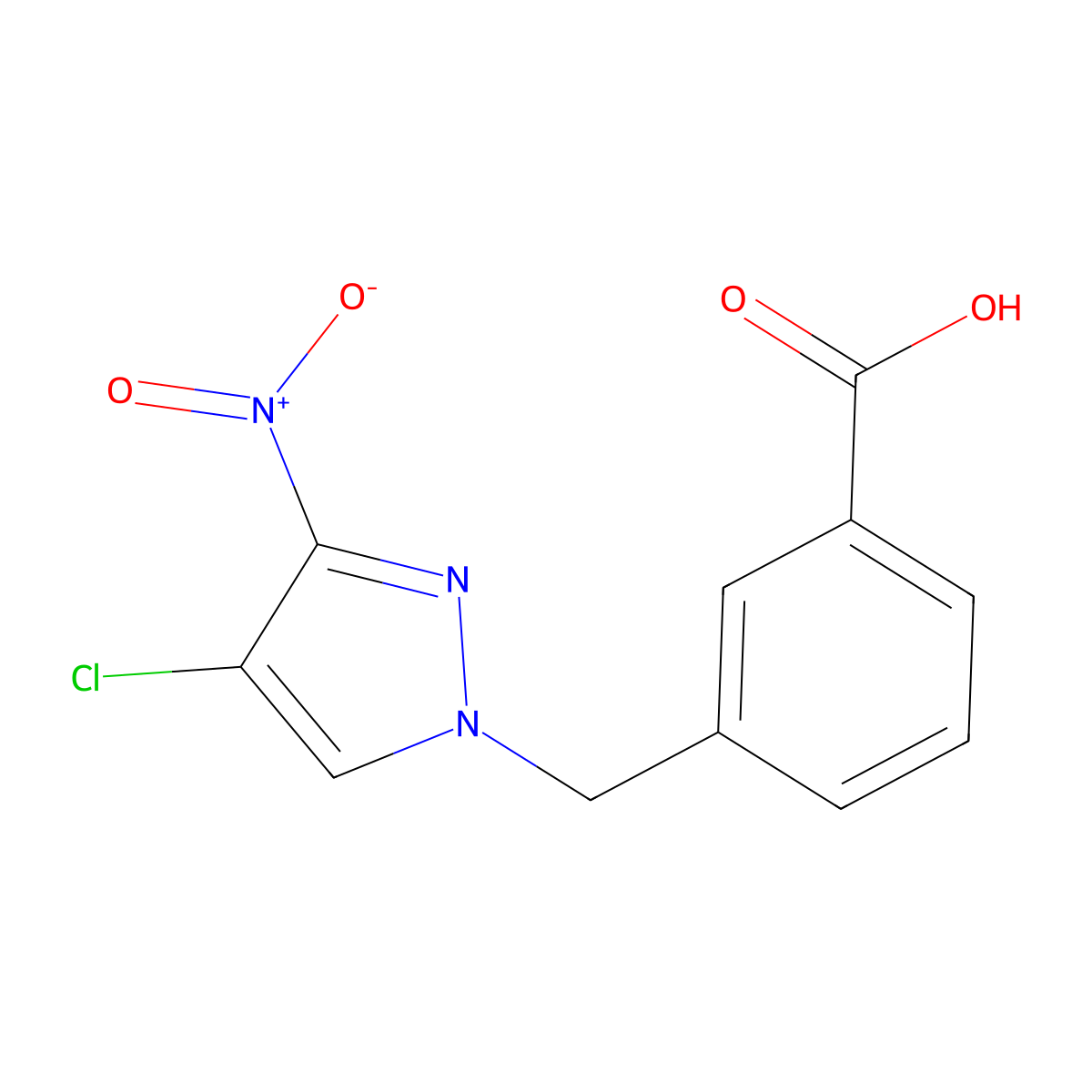 3-[(4-chloro-3-nitro-1H-pyrazol-1-yl)methyl]benzoic acid molecular structure, CAS 402720-00-7