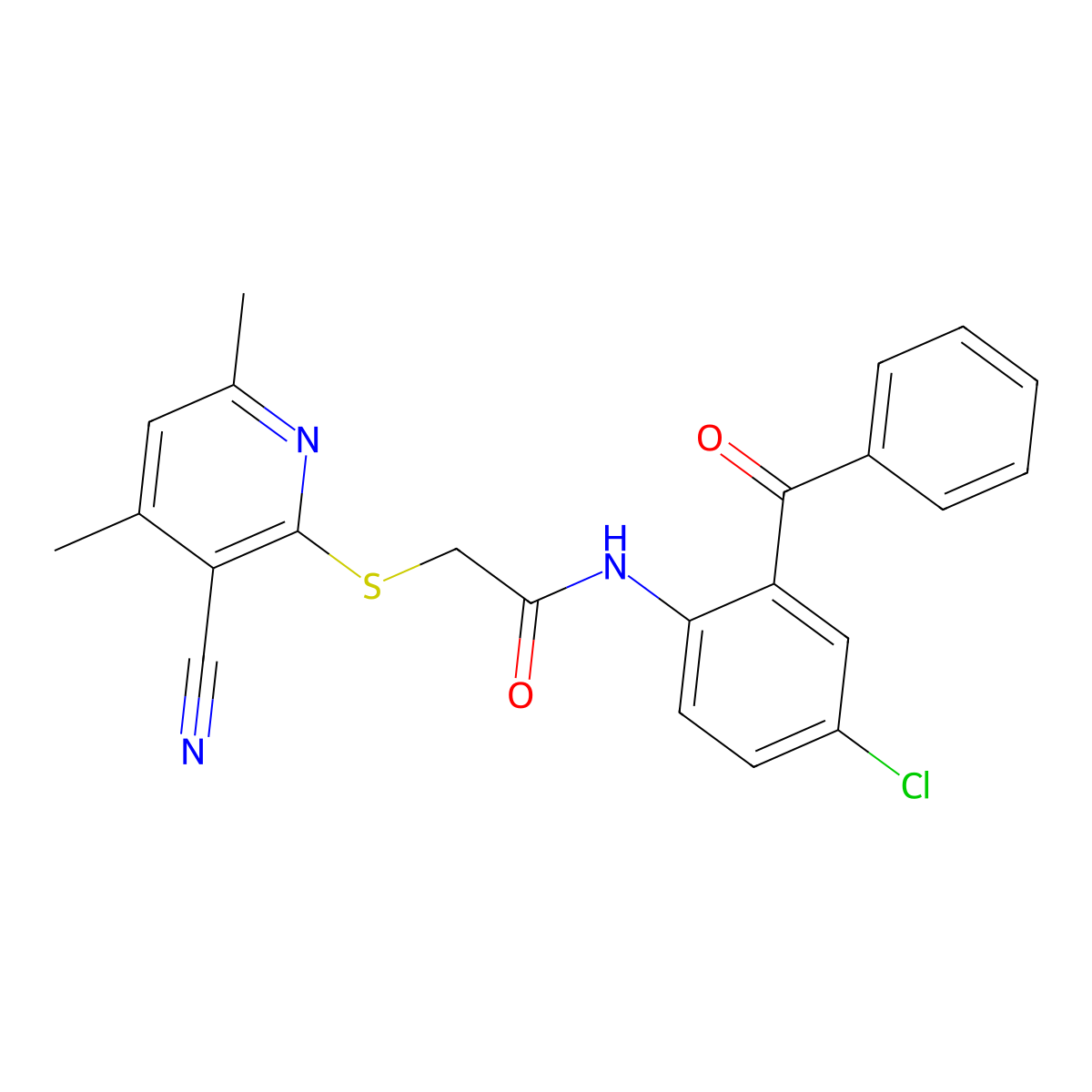 N-(2-Benzoyl-4-chlorophenyl)-2-[(3-cyano-4,6-dimethylpyridin-2-YL)sulfanyl]acetamide molecular structure, CAS 402723-38-0