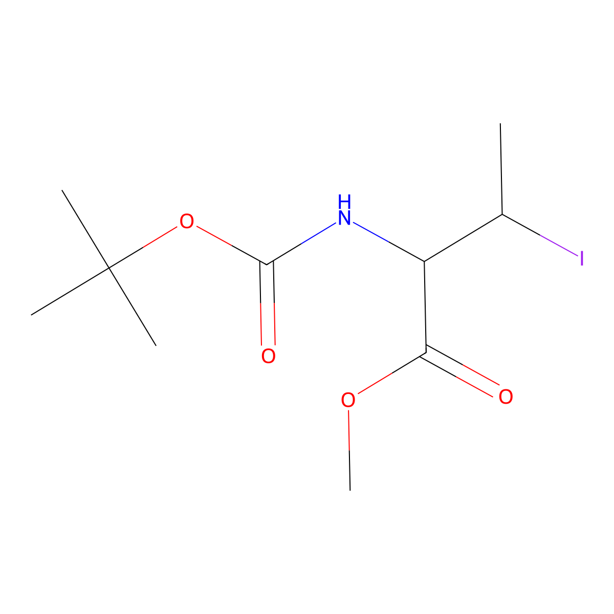 Methyl (2R)-2-[(tert-butoxycarbonyl)amino]-3-iodobutanoate molecular structure, CAS 402726-59-4