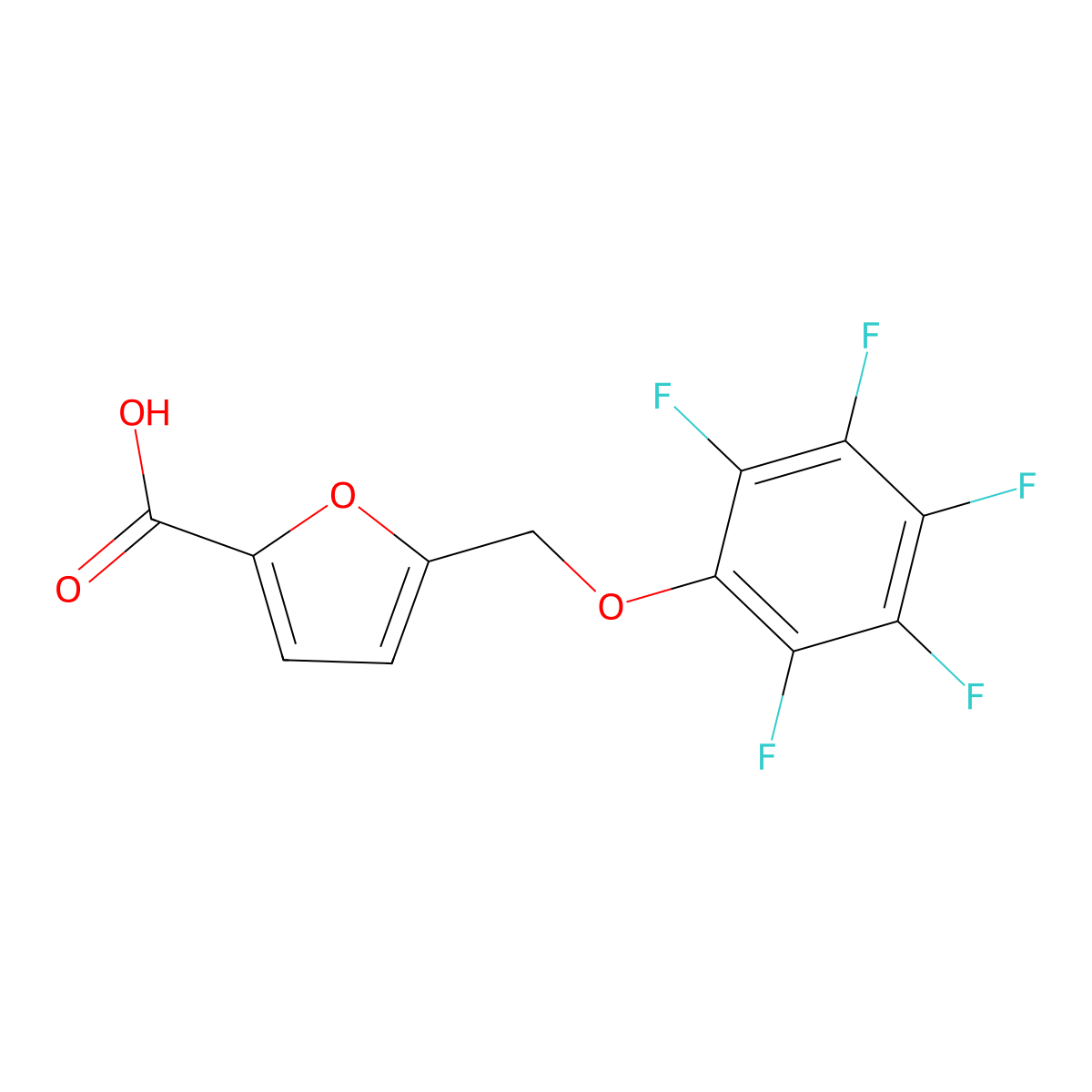5-[(Pentafluorophenoxy)methyl]-2-furoic acid molecular structure, CAS 402727-83-7