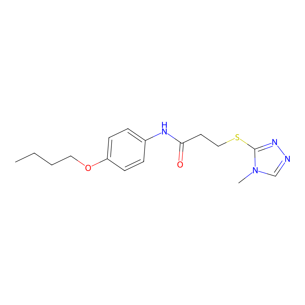 N-(4-butoxyphenyl)-3-[(4-methyl-1,2,4-triazol-3-yl)sulfanyl]propanamide molecular structure, CAS 402728-19-2