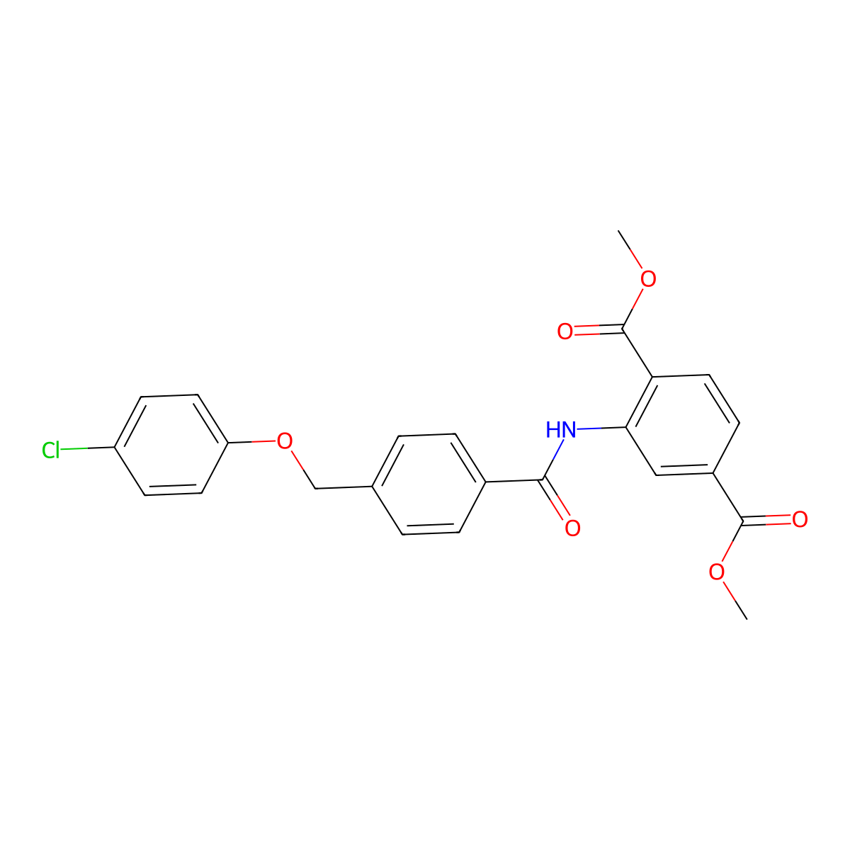 Dimethyl 2-({4-[(4-chlorophenoxy)methyl]benzoyl}amino)terephthalate molecular structure, CAS 402729-19-5