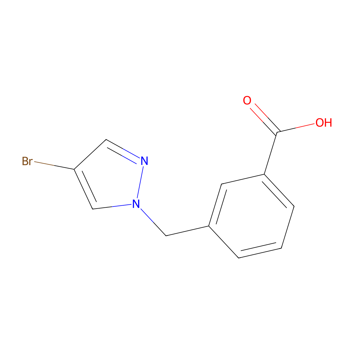 3-((4-bromo-1H-pyrazol-1-yl)methyl)benzoic acid molecular structure, CAS 402736-52-1