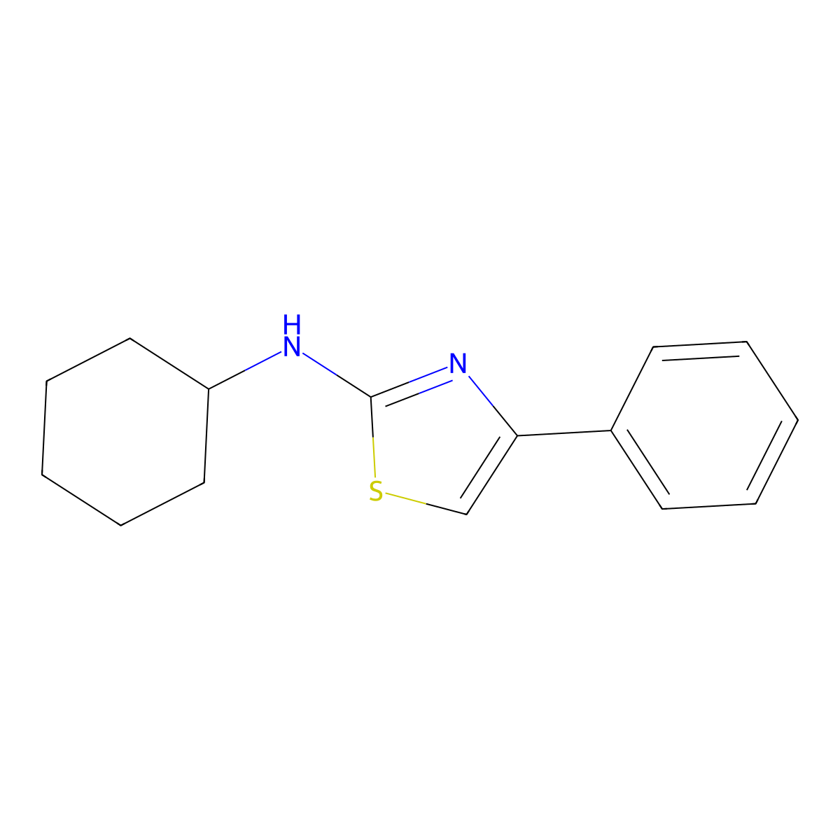 N-cyclohexyl-4-phenyl-1,3-thiazol-2-amine molecular structure, CAS 402738-30-1
