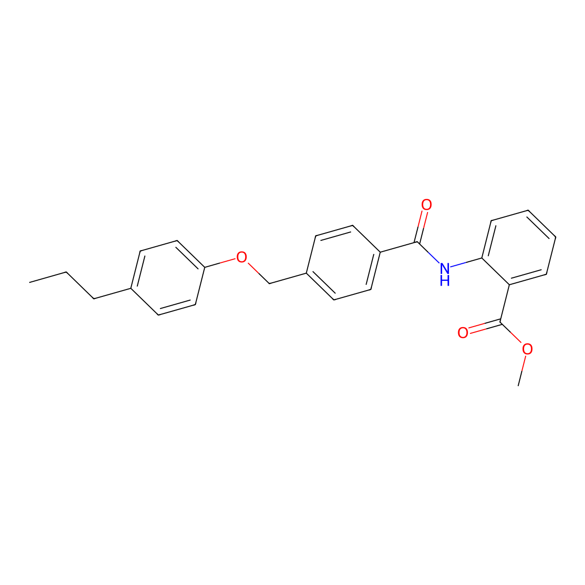 Methyl 2-({4-[(4-propylphenoxy)methyl]benzoyl}amino)benzoate molecular structure, CAS 402738-92-5