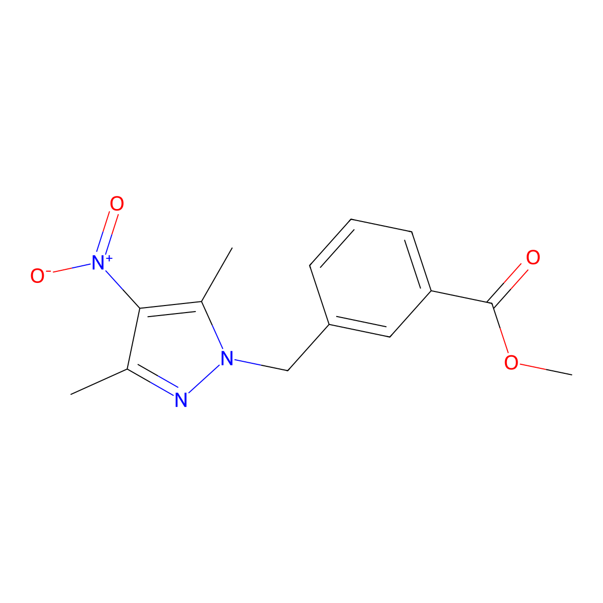 methyl 3-[(3,5-dimethyl-4-nitro-1H-pyrazol-1-yl)methyl]benzoate molecular structure, CAS 402739-13-3