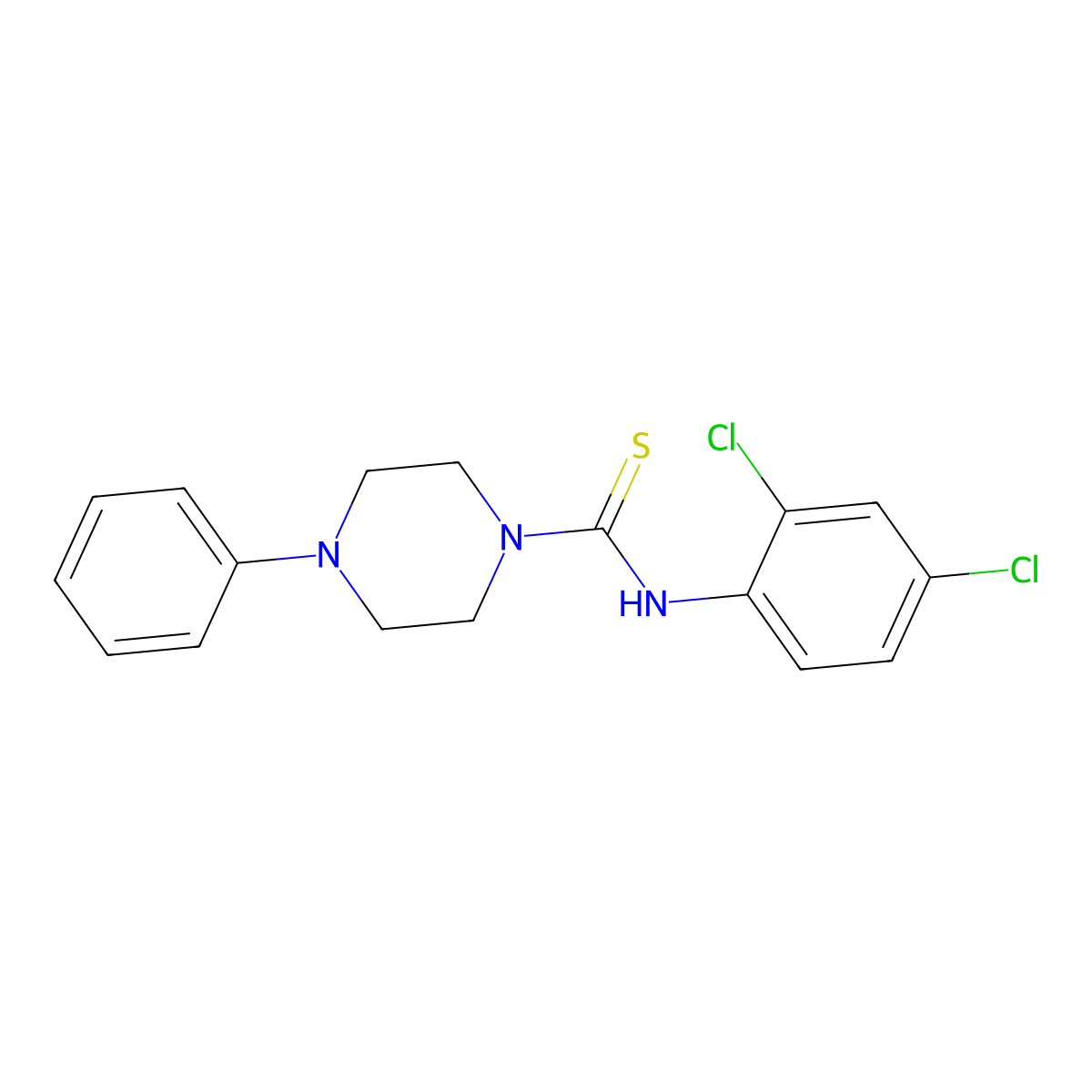 N-(2,4-dichlorophenyl)-4-phenylpiperazine-1-carbothioamide molecular structure, CAS 402748-53-2