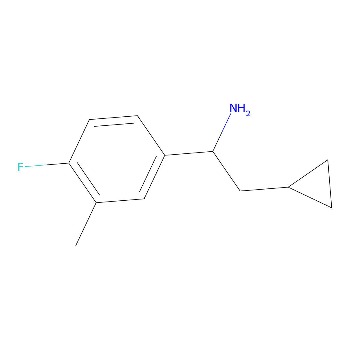 (1S)-2-Cyclopropyl-1-(4-fluoro-3-methylphenyl)ethan-1-amine molecular structure, CAS 402750-76-9
