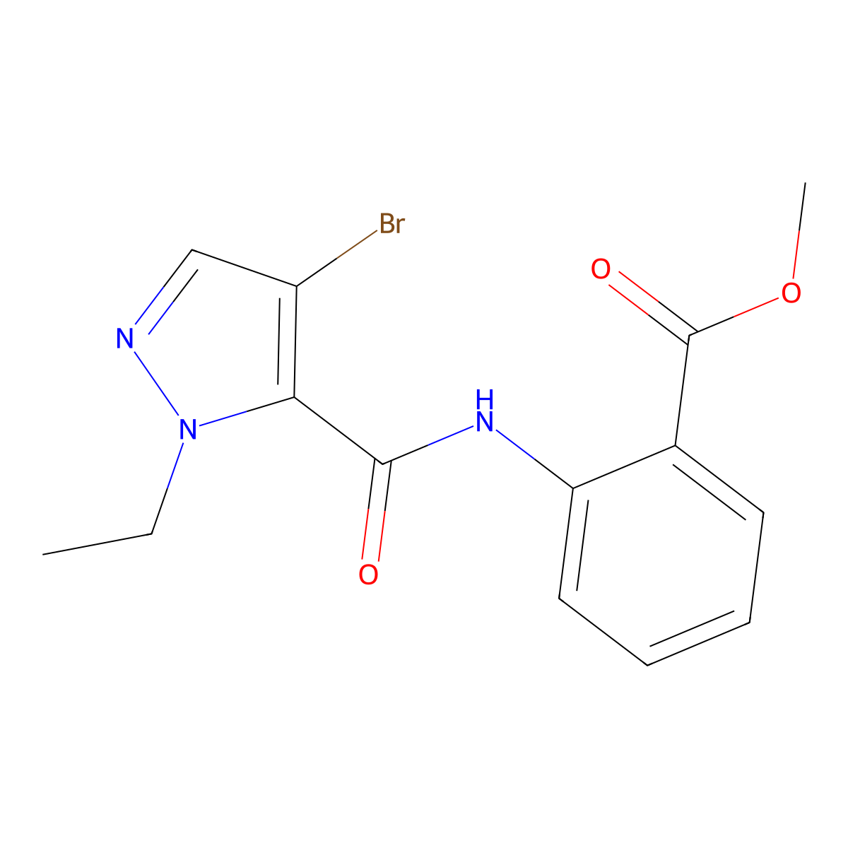 methyl 2-{[(4-bromo-1-ethyl-1H-pyrazol-5-yl)carbonyl]amino}benzoate molecular structure, CAS 402767-85-5