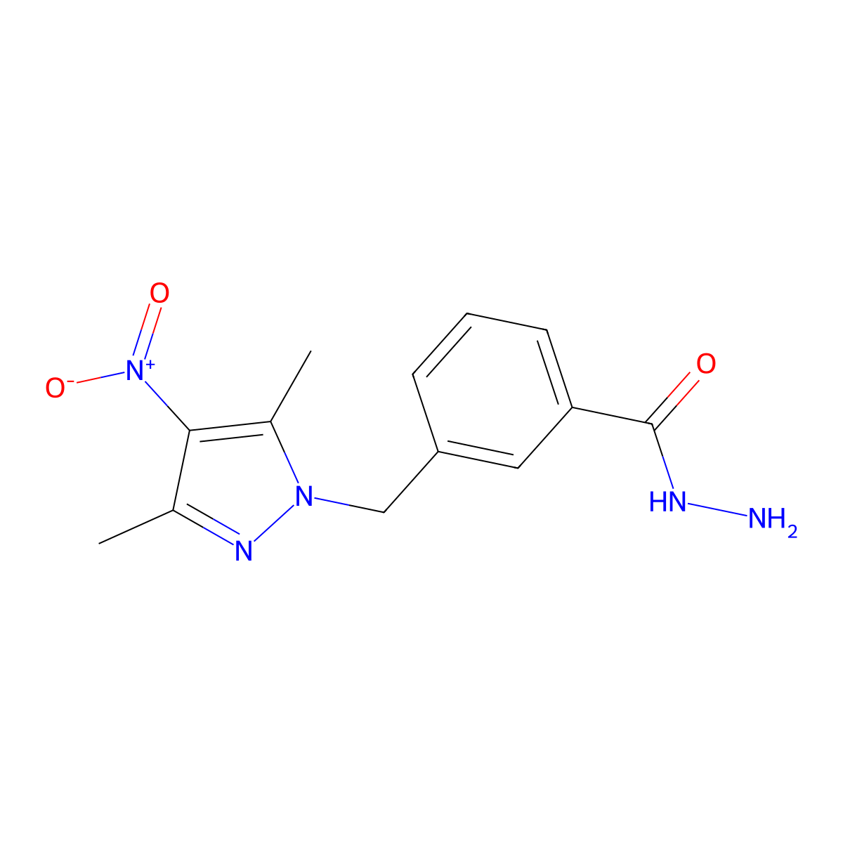 3-[(3,5-dimethyl-4-nitro-1H-pyrazol-1-yl)methyl]benzohydrazide molecular structure, CAS 402768-47-2