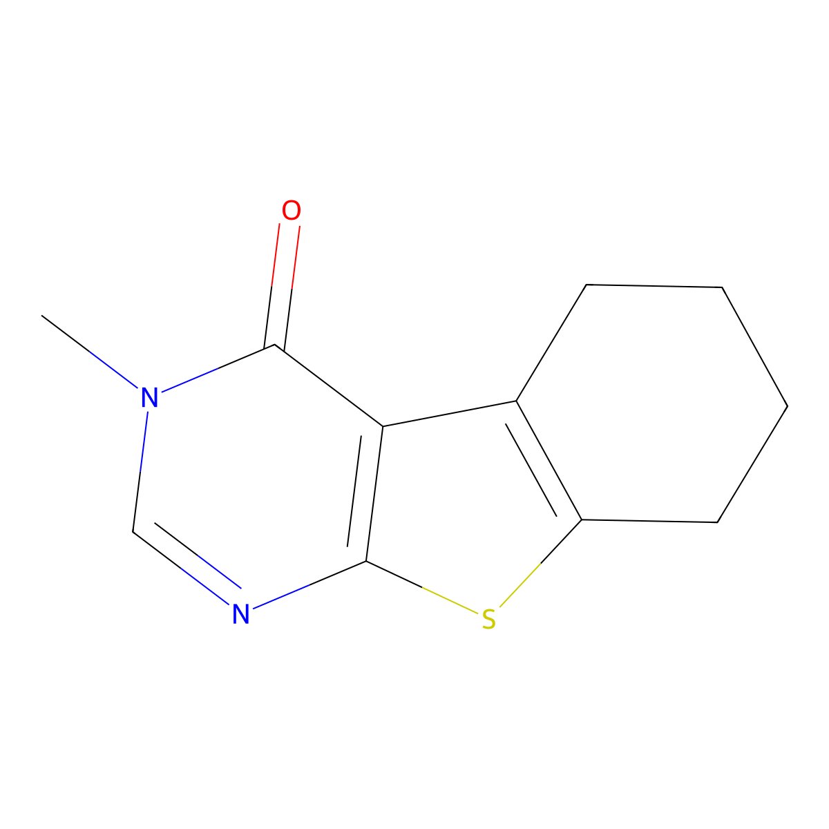3-methyl-5,6,7,8-tetrahydro[1]benzothieno[2,3-d]pyrimidin-4(3H)-one molecular structure, CAS 40277-29-0