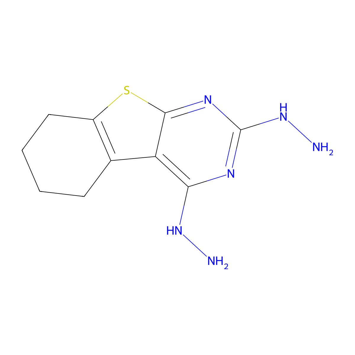 2,4-Dihydrazinyl-5,6,7,8-tetrahydro[1]benzothieno[2,3-d]pyrimidine molecular structure, CAS 40277-34-7