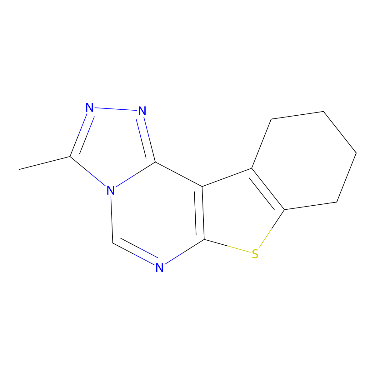 8,9,10,11-Tetrahydro-3-methyl[1]benzothieno[3,2-e]-1,2,4-triazolo[4,3-c]pyrimidine molecular structure, CAS 40277-37-0