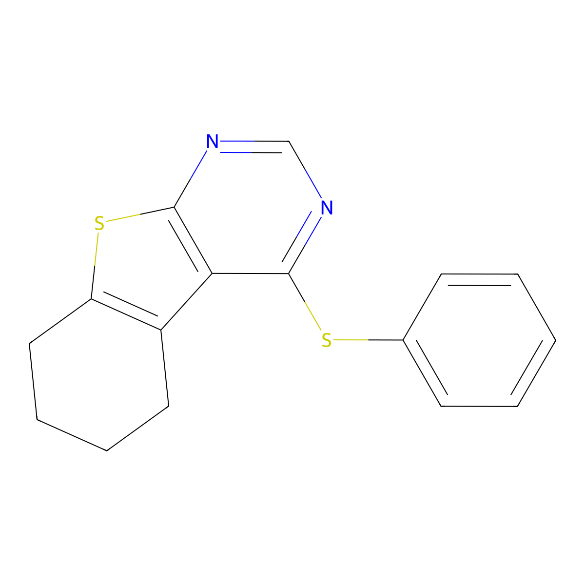 4-(Phenylsulfanyl)-5,6,7,8-tetrahydro[1]benzothieno[2,3-d]pyrimidine molecular structure, CAS 40277-42-7